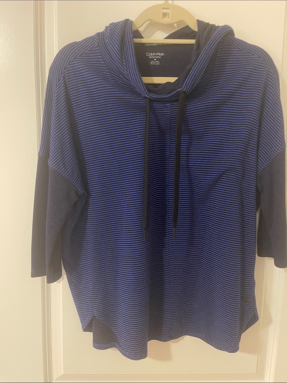 Calvin Klein Navy and Black Striped Hooded Women’s Pullover
